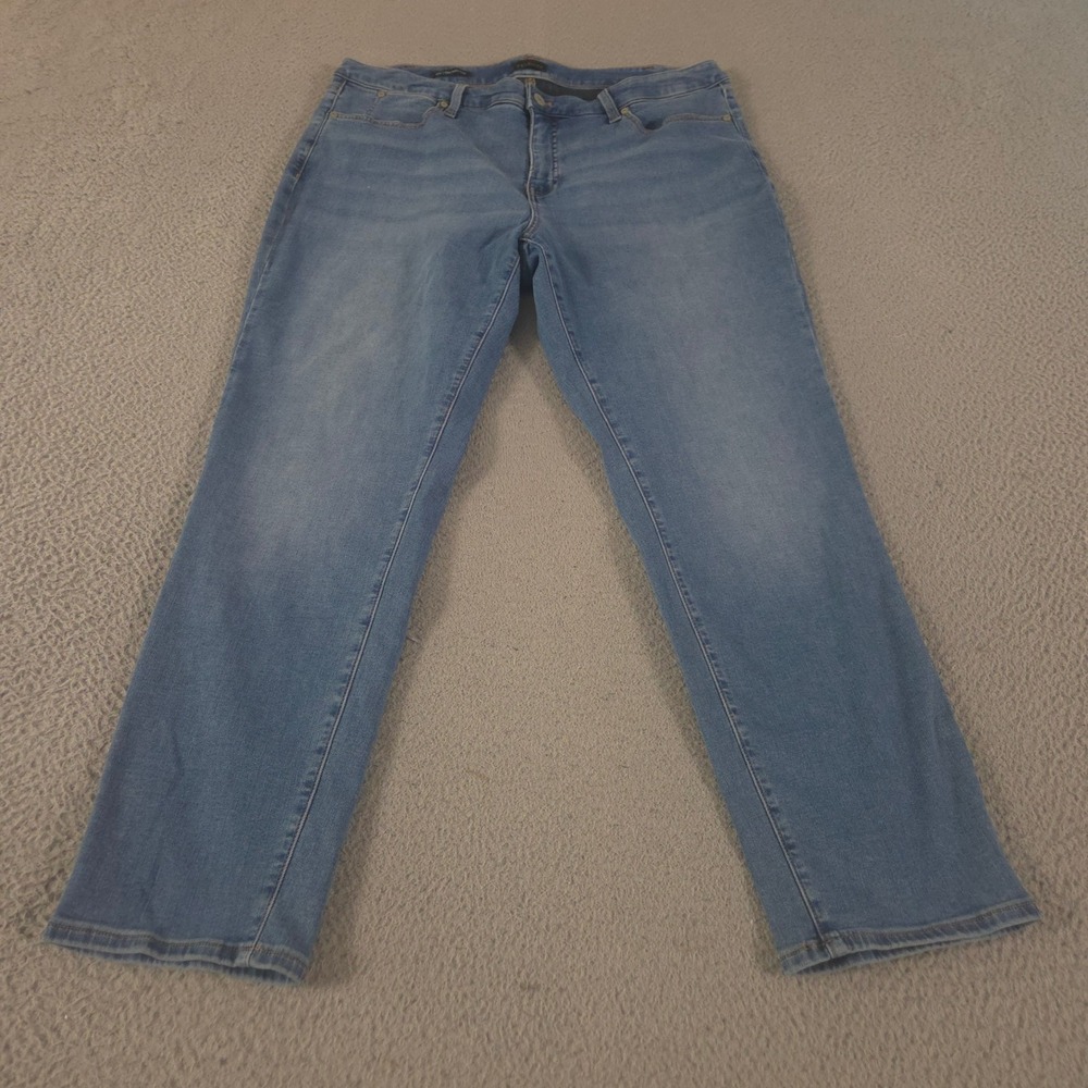 Talbots Jeans Womens 16W Blue Slim Ankle Leg Stretch Denim Pants Preppy Casual